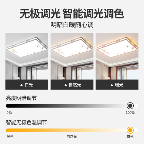 方形客厅吸顶灯智能室内主卧室吊灯具高级感现代简约大气中山古镇 - 图1