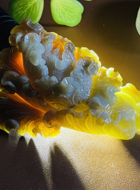 新疆和田玉且末糖摆件白菜手把件 纯手工雕刻糖肉分明满色收藏级