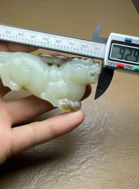 天然俄籽料三色手工精工羊脂玉貔貅手把件