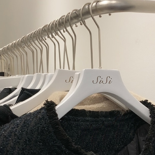 纯白色实木衣架质挂衣撑植绒防滑无痕男女装服装店婚纱童LOGO定制 - 图1