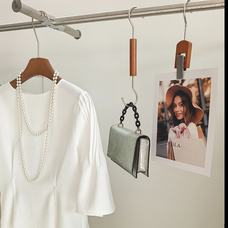 头纱夹子面料夹杂志夹女装店单夹胡桃色实木S钩s型木质双头钩挂包,淘宝优惠券,粉丝福利购,淘宝优惠卷