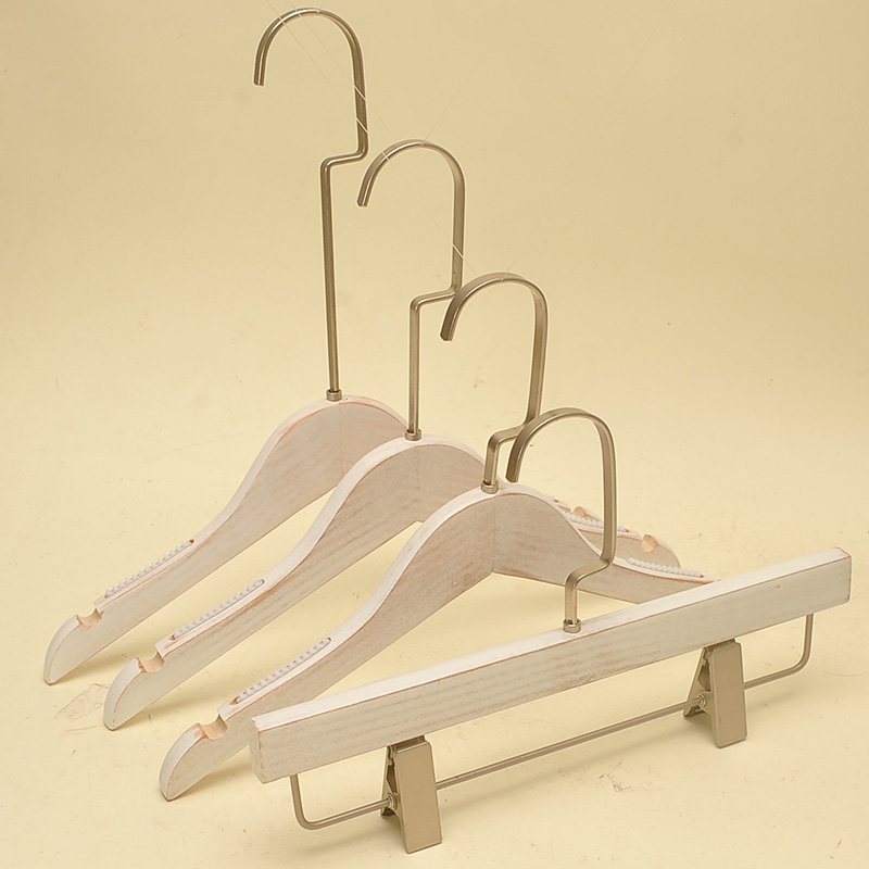 LOGO定制旧白色儿童服装店实木衣架童装店宝宝衣架童装木衣架 - 图1