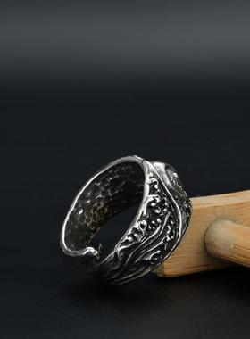 太极古银戒指男潮ins指环泰银风生水起转运戒指阴阳纯银道家戒