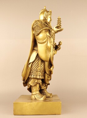 2023新款黄铜托塔李天王李靖摆件家居装饰创意礼品工艺品一件代发