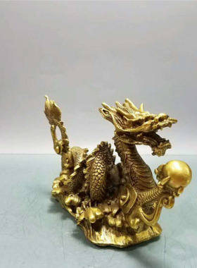 古韵斋 黄铜龙摆件店铺办公桌客厅家居工艺装饰品礼品一件代发