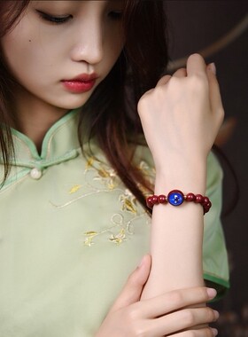 高含量朱砂手链女五路财神手串金木水火土男款新年礼物五色