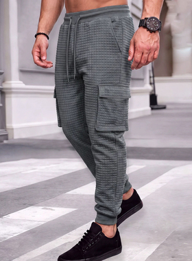 2026秋季男士华夫格工装束脚裤多口袋运动休闲卫裤Men's trousers