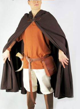 连帽斗篷中世纪吸血鬼海盗长袍万圣节服饰演出服Men's cape shawl
