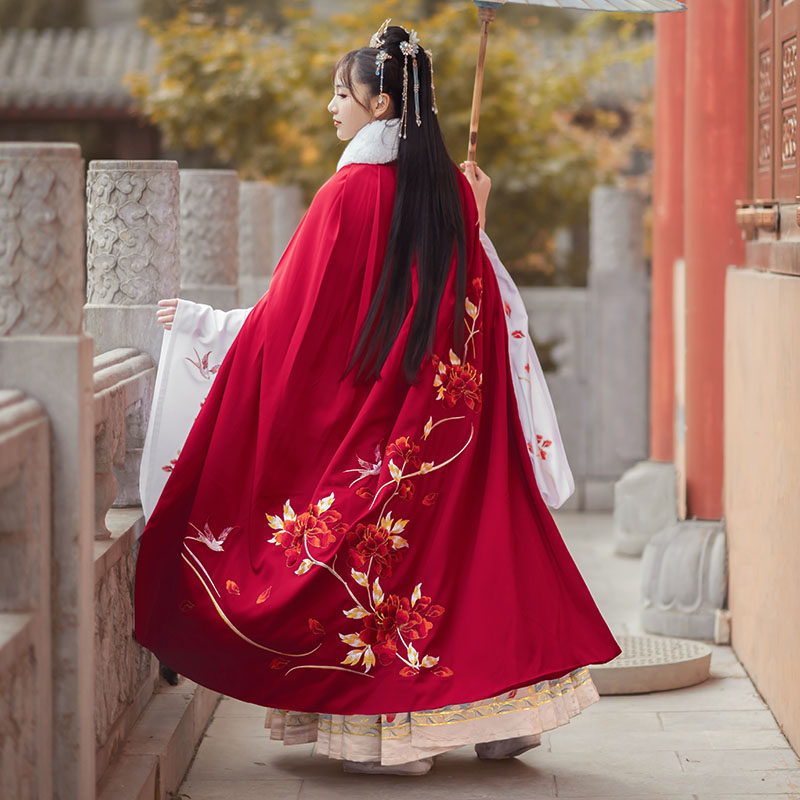 如梦霓裳原创锦绣汉服春季加绒斗篷 如梦霓裳汉服