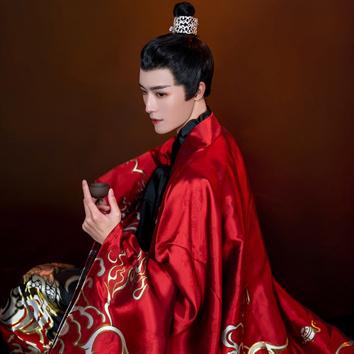 【如梦霓裳丨白泽】原创交领汉服男道袍织金披风明制春秋款中国风 - 图0