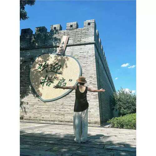 超大号城楼蒲扇装饰定制古镇街区打卡夏季清凉布置城门楼美陈道具 - 图1