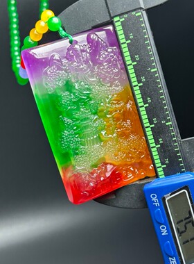 缅甸冰种满绿阳绿山水财神牌吊坠挂件冰种满绿阳绿花鸟牌项链玉