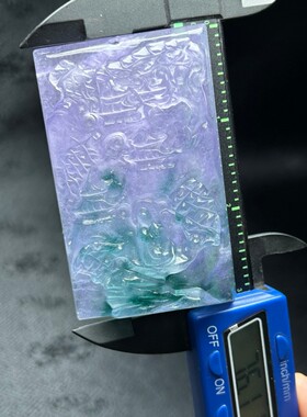 缅甸冰种山水牌吊坠老坑翡翠色玉石雕刻飘花绿玉意境山水牌