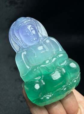 大号珠宝老坑冰种飘花观音吊坠木那料冰种飘阳绿观音挂件