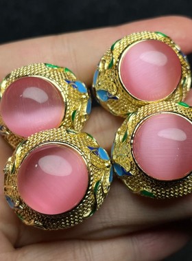 大清乾隆御制漆器盒内珍藏景泰蓝镶嵌猫眼石戒指古玩