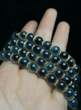 古玩旧藏花梨木镶嵌螺钿机关首饰盒内珍藏糖心玛瑙佛珠项链