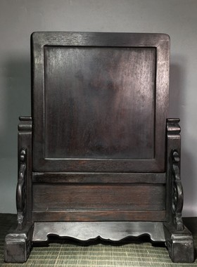 古玩杂项收藏老木雕檀木镶白玉摆件家居装饰品办公室桌面摆件