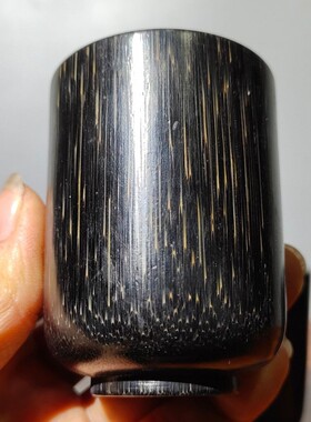 披毛犀酒杯茶杯摆件养生文玩鱼籽纹老亚牛角竹丝纹收藏送礼水