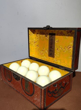 古玩大清乾隆御制乾清宫藏老漆器盒夜明珠一套八枚装饰文玩收藏