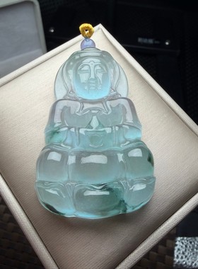 大观音吊坠男冰种翡翠缅甸玉石晴水菩萨挂件满绿玉佛玉观音项链女