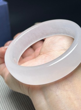 白月光玉髓手镯女冰透石英岩玉石玛瑙玉镯冰润显白素圈平安镯