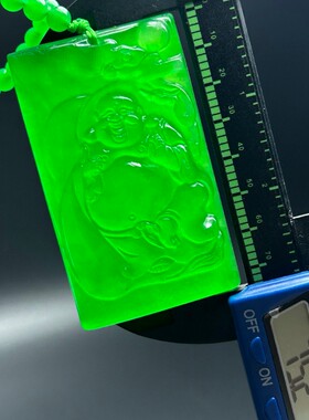 缅甸高冰满绿翡翠色玉石吊坠钱袋佛挂件吊坠饰品大气人物佛