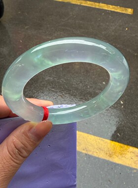 透水润冰种圆润玉镯子晴水飘花缅甸翡翠手镯玉石镯子女款送人礼物