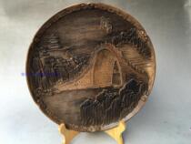 Antiques miscellaneous stone carvings plates Summer Palace home decoration ornaments collectibles crafts and gifts 75