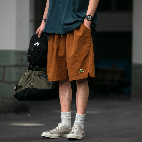 日系复古户外速干休闲短裤夏季男青年休闲运动潮牌防水五分工装裤 - 图1