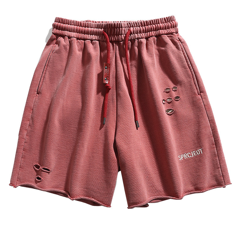 450G重磅水洗炒色破坏运动针织短裤男夏季宽松质感纯棉五分中裤潮,淘宝优惠券,粉丝福利购,淘宝优惠卷