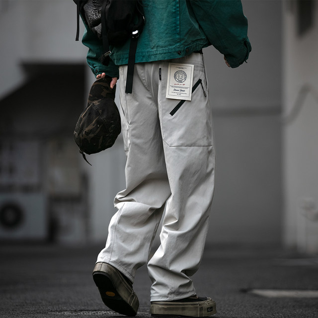 Men's trendy spring and summer overalls loose straight pants