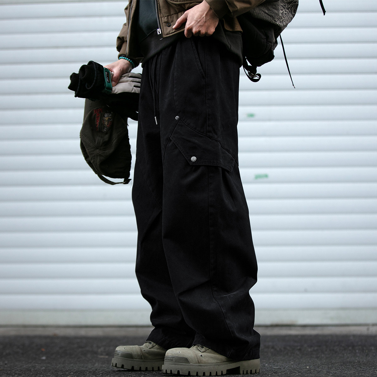 450G重磅解构设计加绒工装裤男秋冬新款宽松水洗质感加厚直筒裤潮,淘宝优惠券,粉丝福利购,淘宝优惠卷