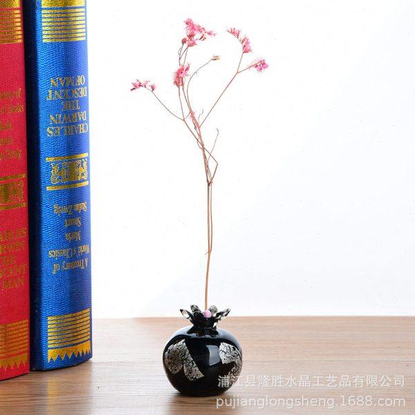 简约轻奢北欧复古风格摆件家居黑石榴花器花插装饰花瓶园艺花盆,淘宝优惠券,粉丝福利购,淘宝优惠卷