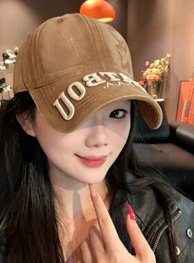 L2软顶潮流复古刺绣棒球帽女宽檐显脸小休闲百搭遮阳防晒鸭舌帽