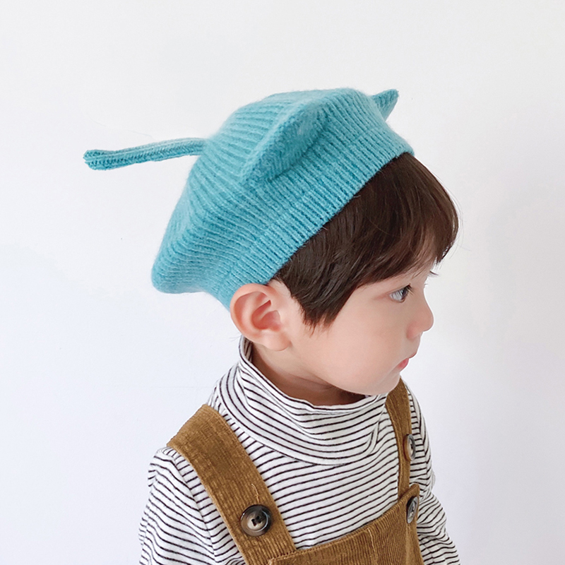 儿童针织帽秋冬猫耳朵贝雷帽男童宝宝纯棉内衬冬季时尚保暖帽子女,淘宝优惠券,粉丝福利购,淘宝优惠卷