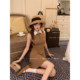 Lazy Didi Peninsula Sunset Satin Lapel Woolen Skirt Knitted Lace-up Jacket A-Line Sleeveless Slim Fit