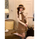 Lazy Didi Peninsula Sunset Satin Lapel Woolen Skirt Knitted Lace-up Jacket A-Line Sleeveless Slim Fit