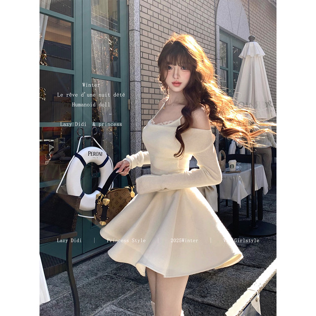 Lazy Didi ຍິງ silhouette versatile artifact high-gram heavy woolen umbrella skirt A-line high waist large skirt pleated skirt