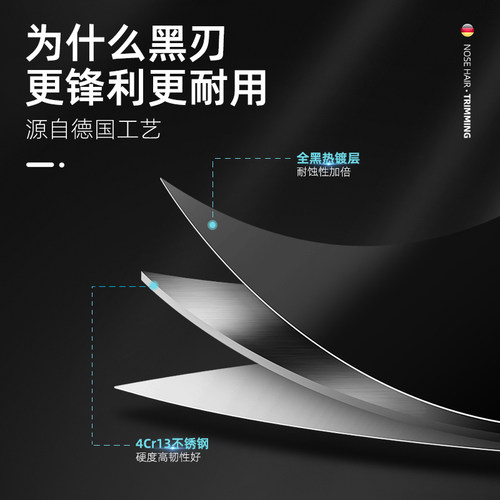锋利鼻毛剪刀男士圆头小剪刀鼻孔修剪器手动剪鼻毛专用夹胡子套装 - 图0
