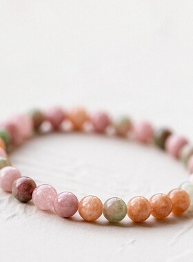 温柔系彩色盐源玛瑙手串古风闺蜜手链女生清新复古甜美高颜值礼物