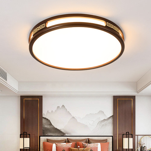 新中式胡桃木LED吸顶灯简约现代客厅主卧室餐厅房间2026新款灯具 - 图0