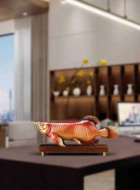 年年有余玄关金龙鱼摆件招财