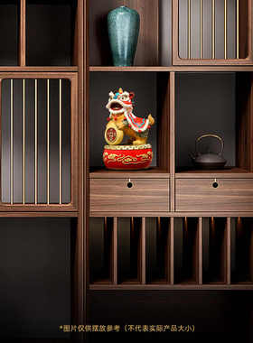 招财醒狮摆件雄狮献瑞舞狮铜工艺品办公室家居装饰品乔迁开业礼物