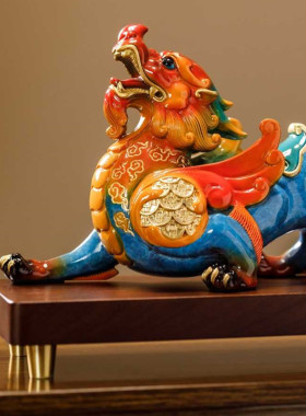 全铜旺财貔貅摆件新中式客厅玄关办公室招财守财装饰高档工艺礼品