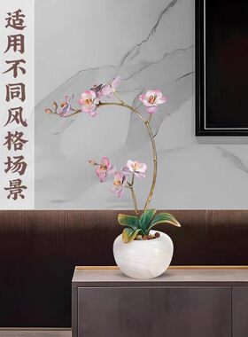 全铜蝴蝶兰兰花摆件琉璃苹果客厅玄关电视柜装饰乔迁送礼新婚礼物