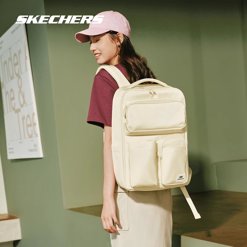 Skechers斯凯奇大容量双肩包男2024春季新品书包日常出行电脑包女 - 图0