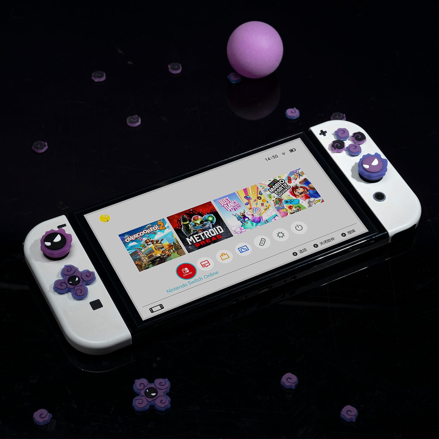 switch耿鬼摇杆帽夜光oled ns lite手柄joycon摇杆套十字按键贴 - 图2