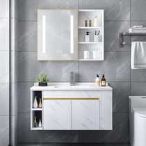 304 Stainless Steel Bathroom Suit Bath Cabinet Combination Make-up Room Wash Terrace Light Lavish Rock Board Washbasin Mirror Cabinet