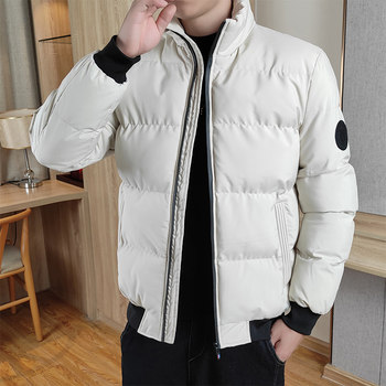 Brand Clearance Men's Down Cotton Jacket Autumn and Winter Thickened Warm Casual Stand Collar Slim Coldproof Jacket Trend