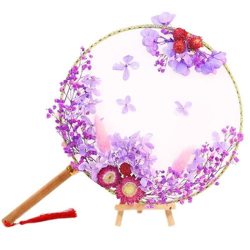 儿童diy干花团扇高端手工diy材料幼儿园亲子手工制作材料包扇SW37 - 图2